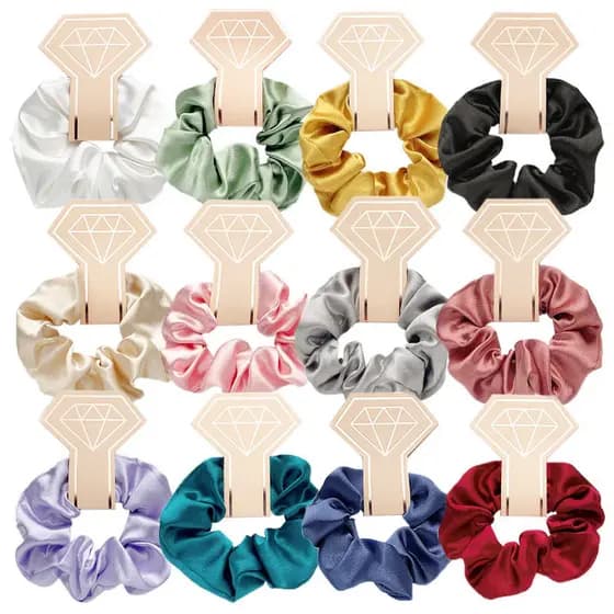 Amazon novo estilo cetim porco Scrunchy anel de cabelo cor sólida tecido cabeça flor europeu americano Cross-Border cabe