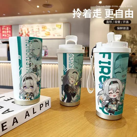 garrafa de agua termica garrafa térmica garrafa de agua Copo de água de ferro fluorescente dos desenhos animados Anime