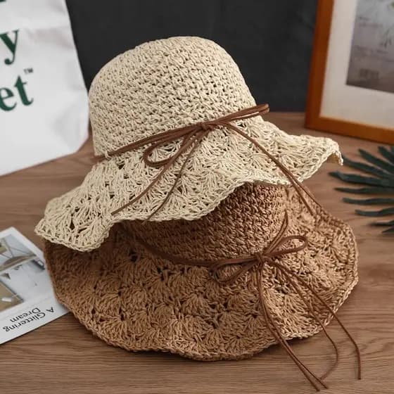 Chapéu de corda de gravata produto acabado mão-tecido verão legal chapéu de viagem guarda-sol praia chapéu de palha capa