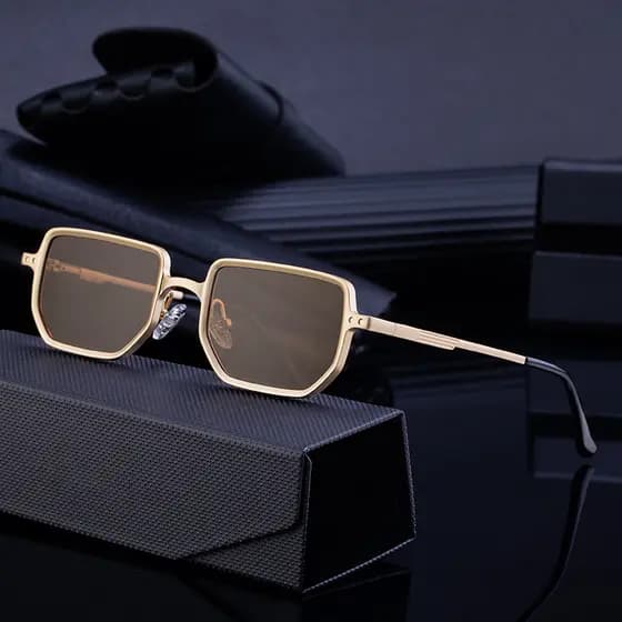 Novos óculos de sol quadrados masculinos Metal primavera templos óculos protetor solar óculos de sol masculino