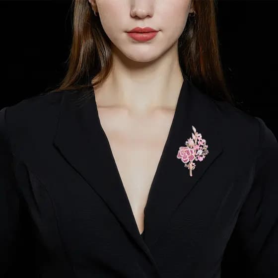 Micro-incrustado colorido zircônio Corsage temperamento flor zircão pino jantar vestido acessórios rosa broche feminino