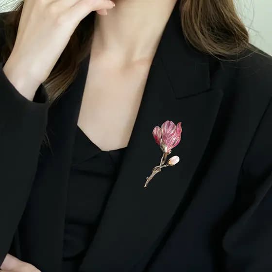 Novo estilo elegante temperamento High-End acessórios de roupas Corsage esmalte fixo colorido óleo gotejamento magnólia
