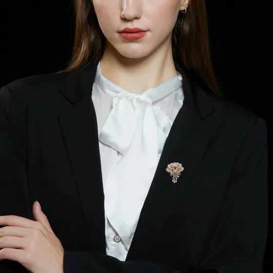 Elegante High-End zircão óleo gotejamento peônia flor Retro broche moda jóias nicho Design borla Corsage