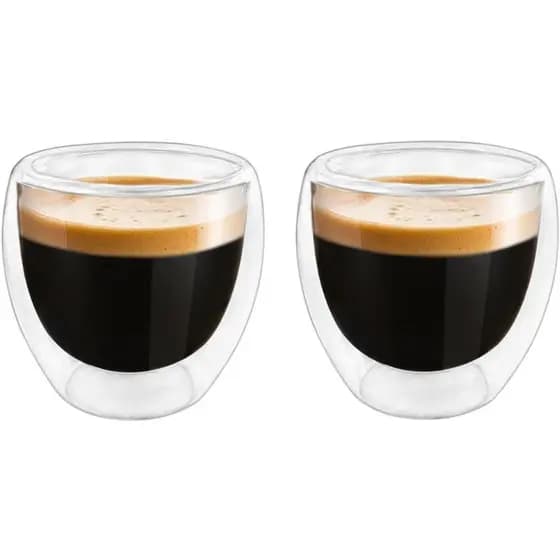 Copos de Espresso de Parede Dupla (Conjunto de 2), Canecas de Espresso de Vidro de 3 Onças - Transparentes, de Parede Du