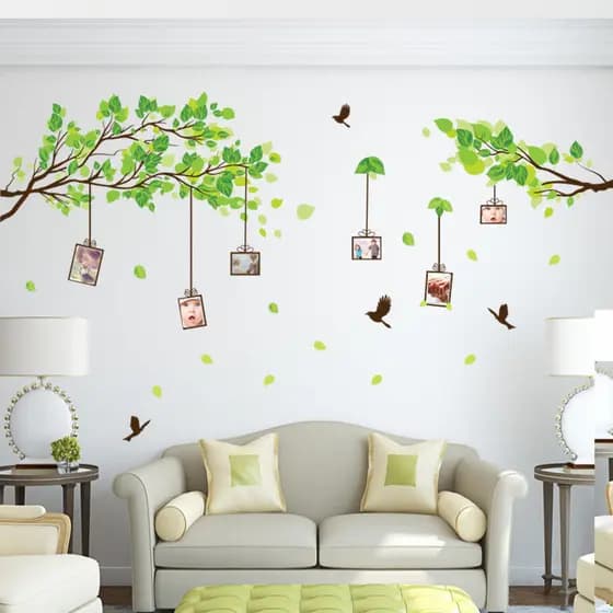 Adesivos de parede removíveis adesivos sala estar quarto TV fundo parede Pastoral ramo moldura da foto adesivos folha fo