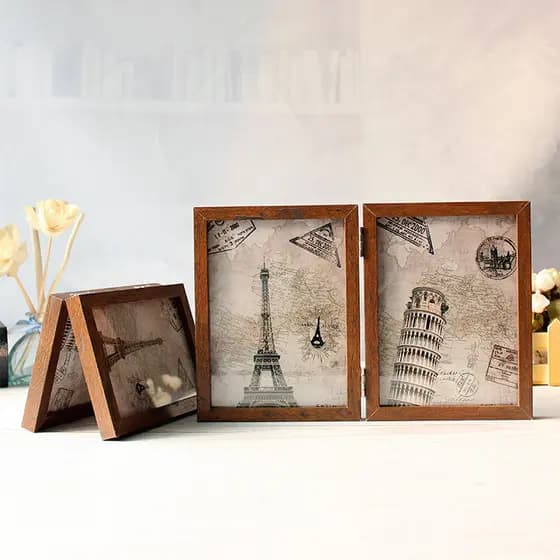 Quebra-cabeça moldura de foto mesa Retro criativo dupla face combinação 20cm 23cm foto restaurante Bar decoração ornamen