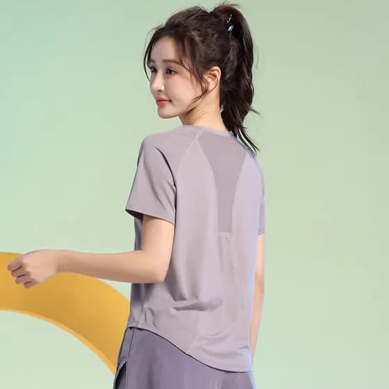 Solto esportes topo feminino verão novo estilo respirável de manga curta profissional Yoga camiseta High-End temperament