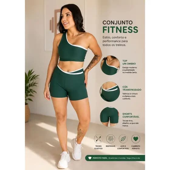 Conjunto Academia Feminino Zero Transparência Poliamida Premium