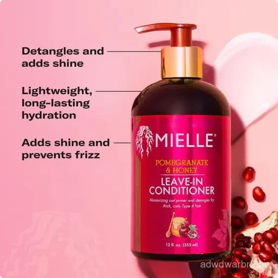 Condicionador de Mel de Romã MielleOrganics (para Cabelos Cacheados) - Condicionador hidratante e desembaraçante e produ
