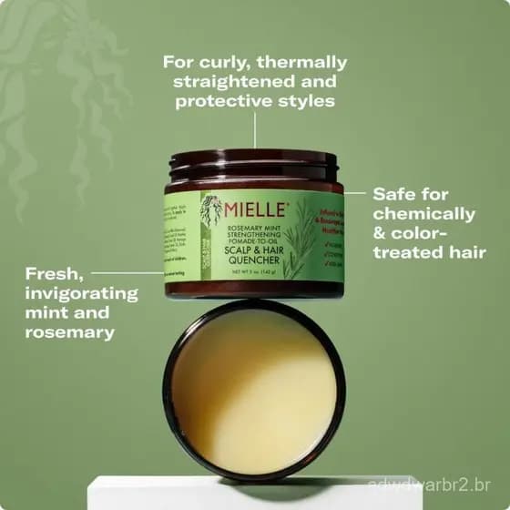 MielleOrganics Pomada Capilar de Alecrim e Menta para Mulheres e Homens - Condicionador Hidratante para o Cabelo, Alivia