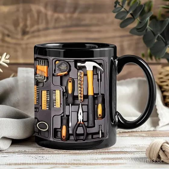 Caneca de Café Divertida com Tema de Caixa de Ferramentas de Mecânico, Caneca de Café de 11 Onças para Mecânico Automoti