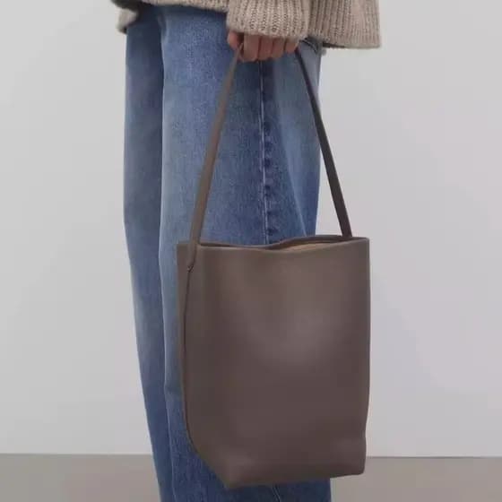 Bolsa Bucket The Row em Couro Genuíno, Grande Capacidade, Bolsa de Ombro para Uso Diário YDHP