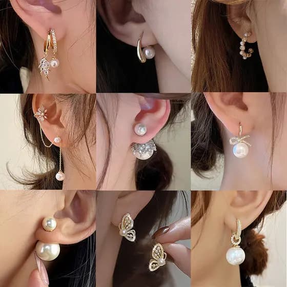 | kit brinco aço inoxidável | 【cartelas de brincos feminino】 ☂Brincos de pérola barroca atacado luz antiga luxo 925 agul