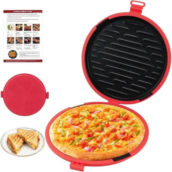Máquina de sanduíches para micro-ondas de 9,5 polegadas, grill de queijo para micro-ondas, forno de pizza para micro-ond