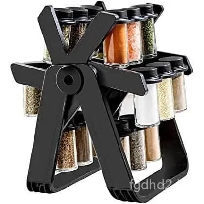 Suporte Giratório para Temperos com 18 Potes de Temperos, Suporte para Potes Individuais de 100ml, 360 Graus ° Suporte G