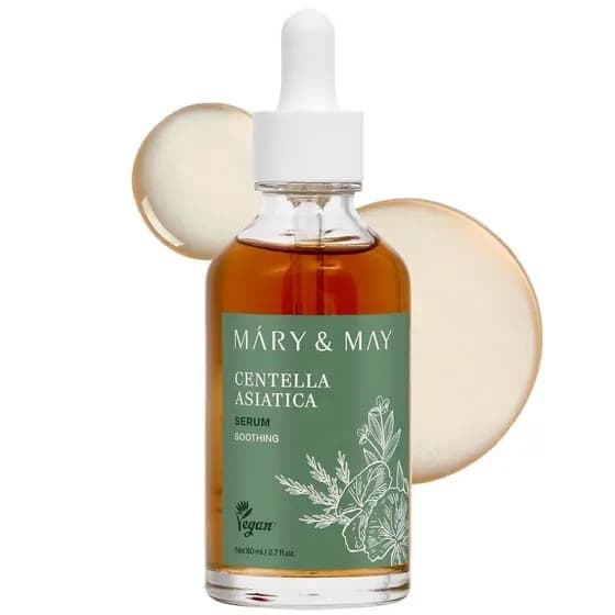 Mary&May Sérum Facial Coreano de Centella Asiática 95% Extrato Puro para Pele Irritada, Rápida Absorção, Não Pegajoso, L