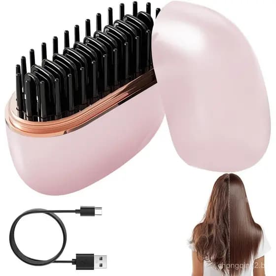Mini Alisador de Cabelo, Alisadores de Cabelo para Mulheres, Alisador de Cabelo Portátil e Sem Fio 2 em 1, Escova Quente