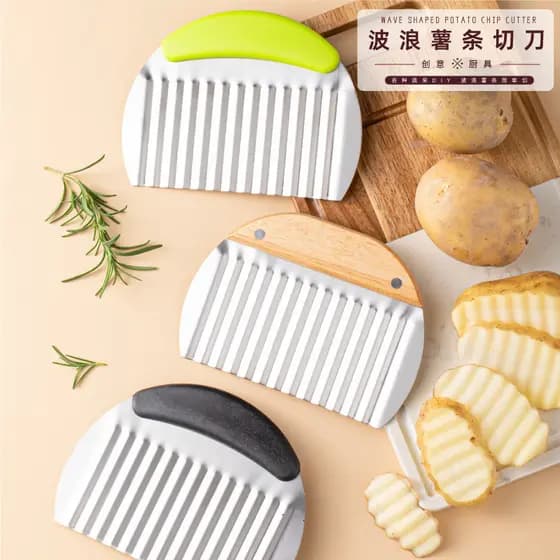 Cortador de batata com dente de lobo, faca ondulada de batata, ferramenta útil para corte de vegetais domésticos, tira d