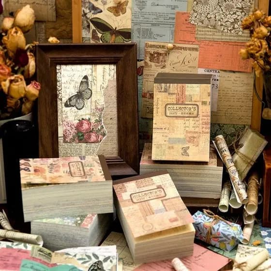 Yanji Material coletor de papel festa série manual decoração Base colagem Retro estilo europeu 360 folhas 4 estilos