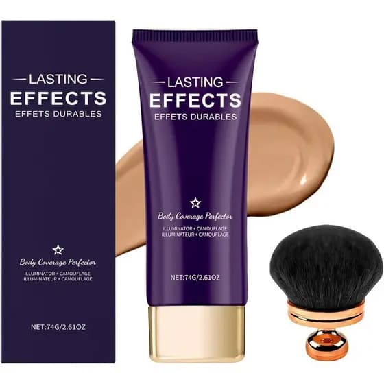 A base corretiva para o corpo Miracle De Paris vem com um pincel de maquiagem extra grande, e a maquiagem Miracle De Par