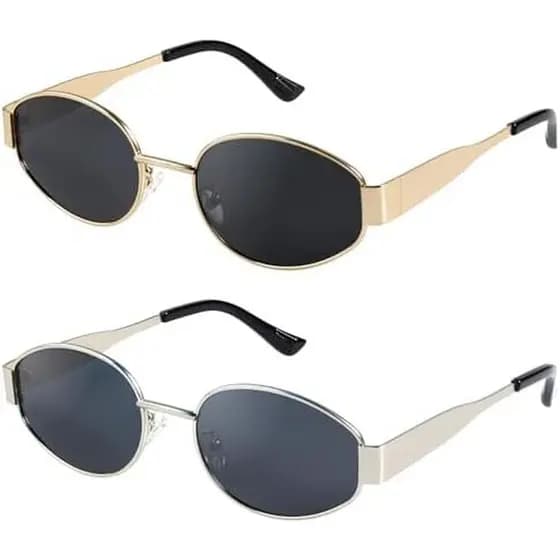 Óculos De Sol Polarizados Retrô Livho-Proteção UV400 , Formato Oval , Armações De Metal-Estojo Macio Correspondente Incl