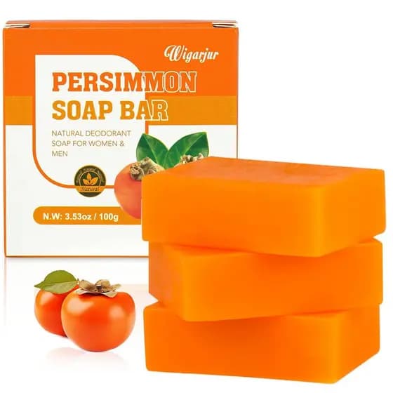 3 barras de sabão de caqui para idosos, sabonete natural desodorizante para corpo e rosto para controle de odor corporal