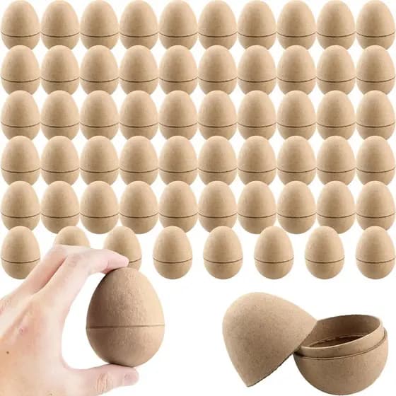 60 Peças de Ovos de Páscoa de Papel Preenchíveis de 3 Polegadas, Ovos de Páscoa Marrons Vazios de Papel Machê para Adult