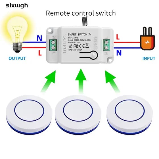 Interruptor Sem Fio De Controle Remoto 433MHz Rf Botão Para Lâmpada Liga/Desliga Eletrodomésticos