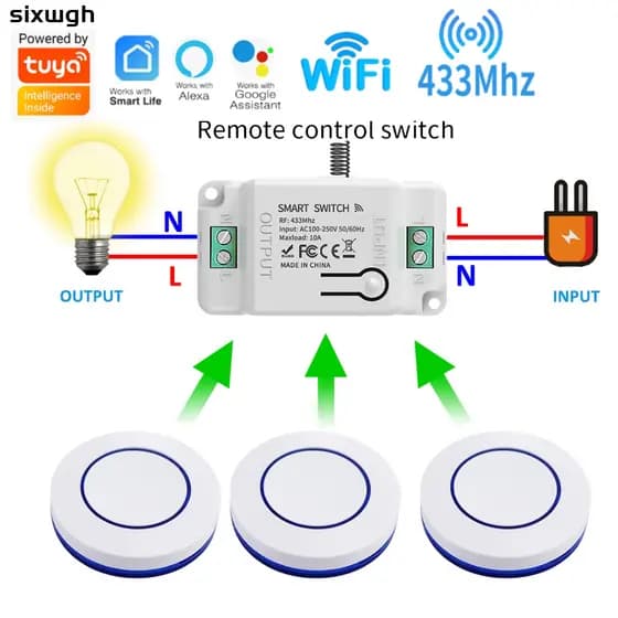 Tuya wifi Interruptor Inteligente RF433 Sem Fio Suporte Vida Funciona Bruxa Google Casa Alexa