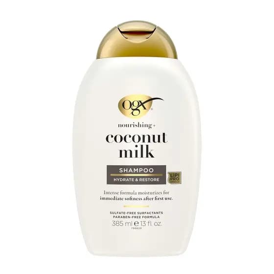 Shampoo Hidratante e Restaurador OGX Nourishing + Leite de Coco, Hidrata para Cabelos Macios após a Primeira Utilização,