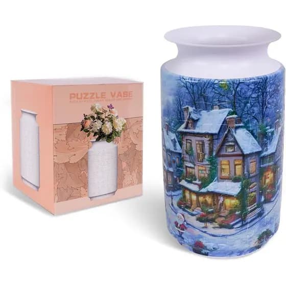 Vaso Quebra-Cabeça 3D DIY Decoração de Sala de Estar Arranjo de Flores Decoração de Casa Presente de Aniversário e Natal