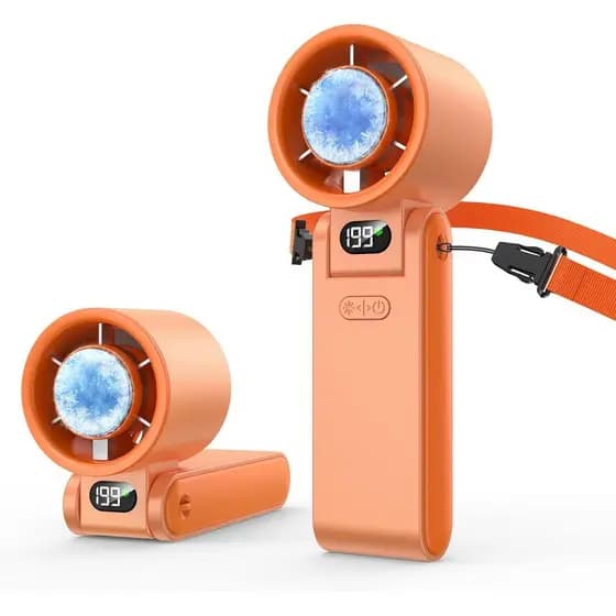 Ventilador Portátil de Mão com Resfriador de Gelo, Ventilador Pessoal com 199 Velocidades, Bateria Recarregável de 5500m
