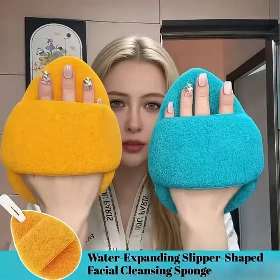 Conjunto de 2 Esponjas Grandes para Limpeza Facial - Esponjas Espessas Ativadas por Água para Limpeza Intensiva (Cor Ale