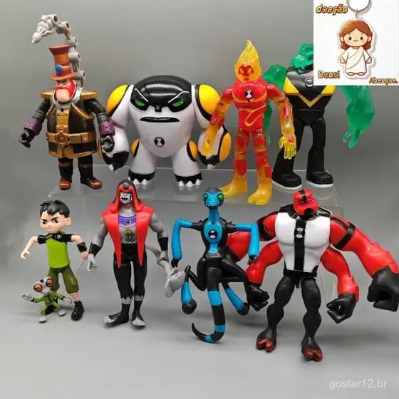 9Pcs BEN 10 Figuras Ação Pvc Figura Alienígena Tennyson Patung Heatblast Quatro Braços