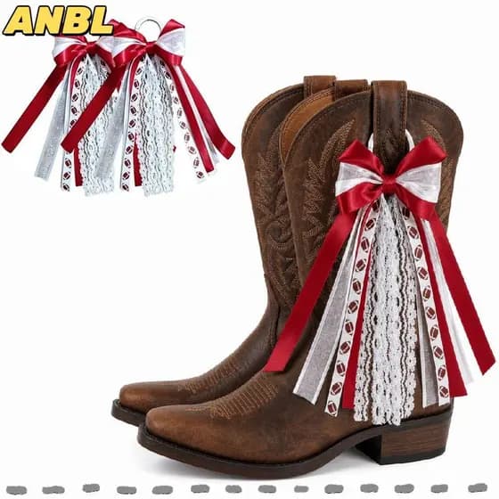 ANBL 1 Par De Amuletos De Bota , Decoração Removível Sapato DIY , Acessórios De Laço De Fita De Borla