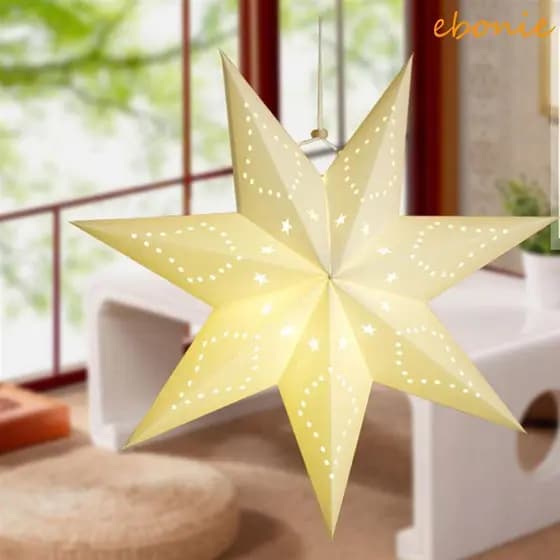 EBONIE Abajur De Natal 45cm Luz De Festa Pendurada Grade De Janela Estrelas De Jardim