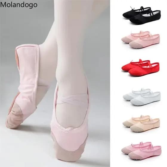 Mandogo Meninas Sapatos De Balé Crianças Profissional Lona Sola Macia Ballet Dança Feminino Yoga Ginásio O2Q7