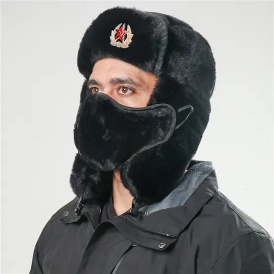 Exército Soviético Militar Emblema Bombardeiro Chapéu Das Mulheres Dos Homens Rússia Ushanka Chapéus Falso Pele De Coelh