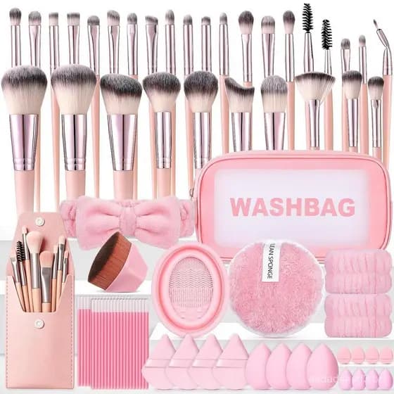 Conjunto de 112 pincéis de maquiagem rosa, conjunto de maquiagem profissional, conjunto de pincéis para base, pincéis e