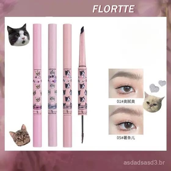 Flortte # Lápis de sobrancelha de dupla ponta, para tingir sobrancelhas, de longa duração, A3R7