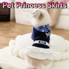 SKEC Vestido Com Laço Para Gato , Fofo Gola De Camisa Cachorro , Estilo Formal , Macio E Respirável , Roupas De Verão An