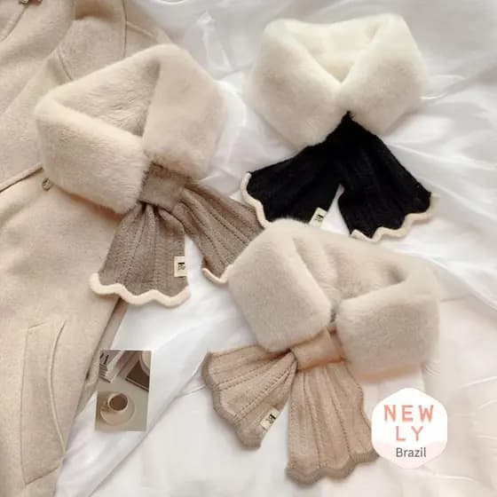 LIAYING Lenço De Malha , Lenços Xale Com Gola Cruzada , Rabo De Peixe Da Moda , De Lã À Prova De Vento , Inverno