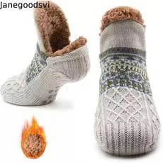 JANEGOODSVI 1 Par De Meias Quentes , Fofas E Grossas Para Chão De Pelúcia Antiderrapantes Inverno , Mulheres Homens