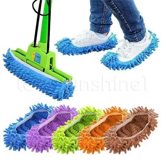 Chinelos de Microfibra/Chenille para Limpeza de Pisos Domésticos/Meias Multifuncionais para Limpeza sem Esforço