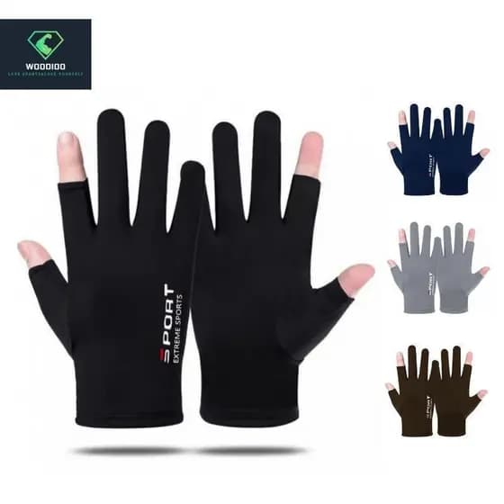 Luvas de Motocicleta Meio-Dedo em Seda Fria, Luva de Motociclismo com Proteção Solar, Luvas de Ciclismo com Tela Sensíve