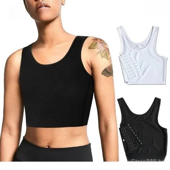 CORSELET PP 5XG G5 Plus Size, Cinta Compressora de Alta Compressão com Gancho, Top de Compressão para Lésbicas e Transgê