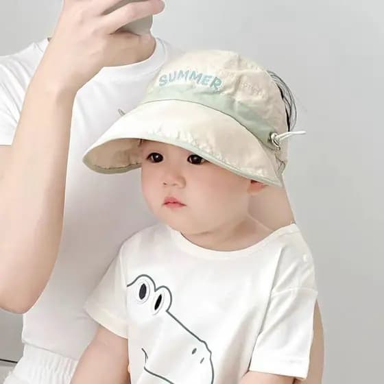 Chapéu de Sol para Bebê LYNDON, Estilo Coreano, Aba Larga, Boné Infantil com Topo Aberto, Secagem Rápida, Proteção UV IB