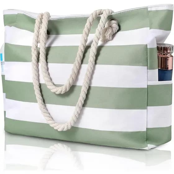 Bolsa de Praia Clothirily para Mulheres - Grande Bolsa de Praia Impermeável e à Prova de Areia com Zíper, Grande Bolsa d