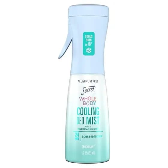 Desodorante Corporal Secret Cooling Aluminum Free para Mulheres, Proteção contra Odor 24h, Alívio Instantâneo de Calor,