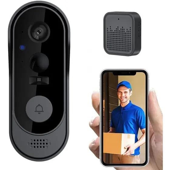 Câmera de Campainha Sem Fio Sem Assinatura, Campainha de Vídeo 1080p com Sinal Sonoro, Áudio Bidirecional, Visão Noturna